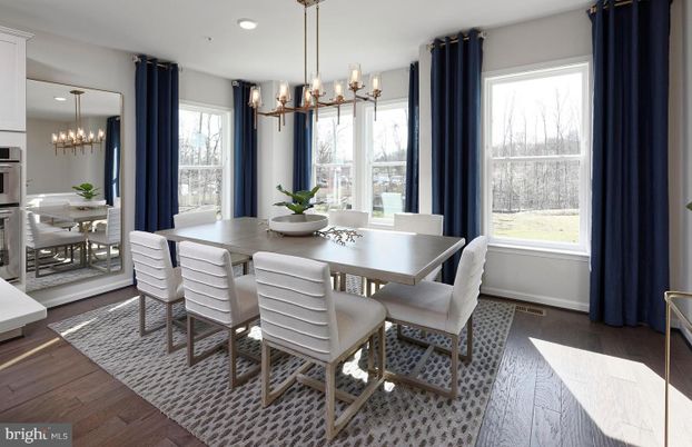 Chandelier, Dining room, Interior, Pendant Lights, Recessed Lighting, Wood Texture Flooring