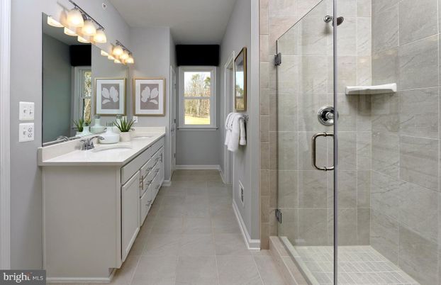 Bathroom, Dual Sink Vanities, Glass Shower, Interior