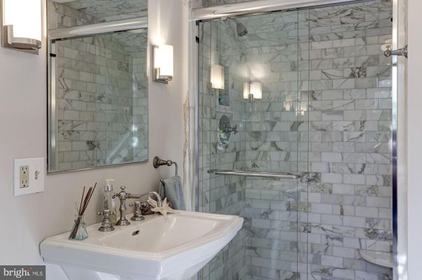 Bathroom, Glass Shower, Interior, Marble Walls