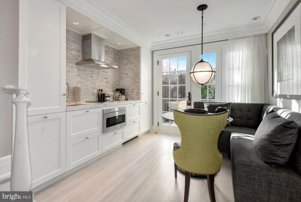 Interior, Kitchen, Pendant Lights, Recessed Lighting, Stainless Steel Appliances, Stone Walls, Wood Texture Flooring