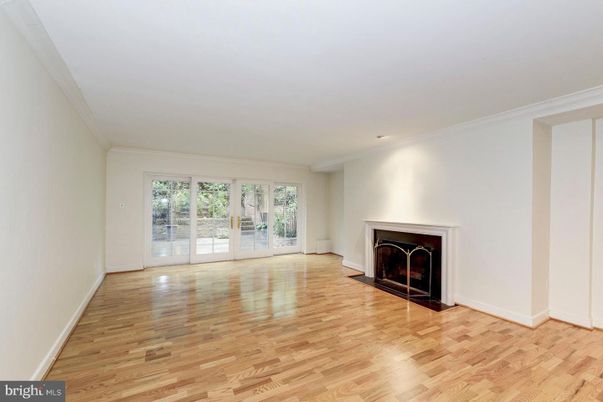 Empty room, Fireplace, Interior, Recessed Lighting, Wood Texture Flooring