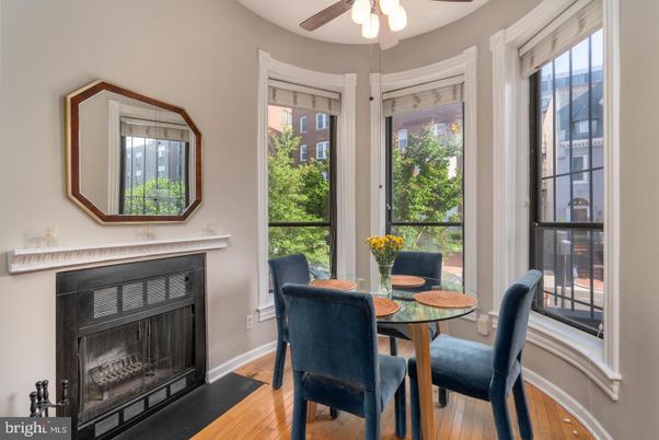 Dining room, Fireplace, Interior, Wood Texture Flooring