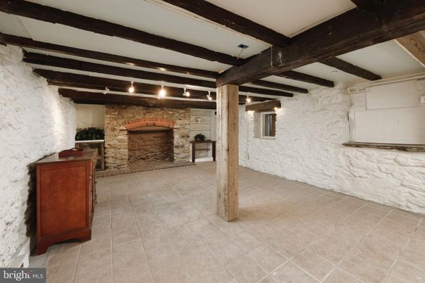 Fireplace, Interior, Stone Walls, Wooden Beams