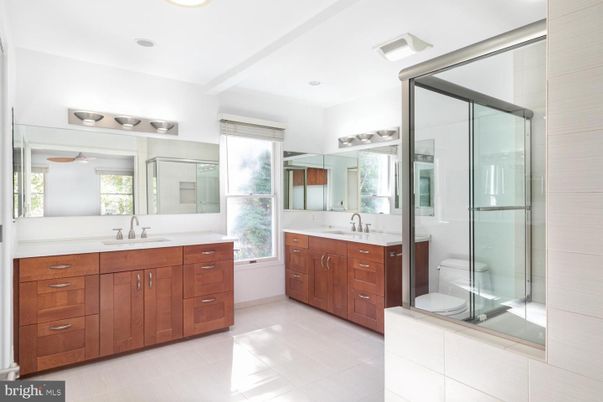 Bathroom, Dual Sink Vanities, Glass Shower, Interior, Recessed Lighting