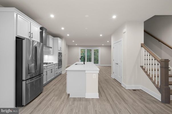 Interior, Kitchen, Recessed Lighting, Wood Texture Flooring