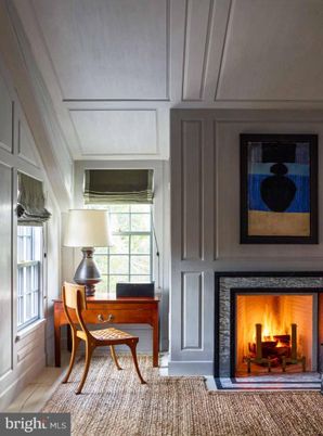 Fireplace, Home Office, Interior, Wood Texture Flooring