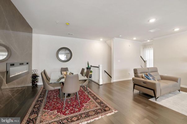 Dining room, Interior, Recessed Lighting, Wood Texture Flooring