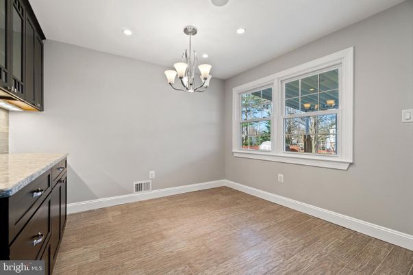 Chandelier, Empty room, Interior, Recessed Lighting, Wood Texture Flooring