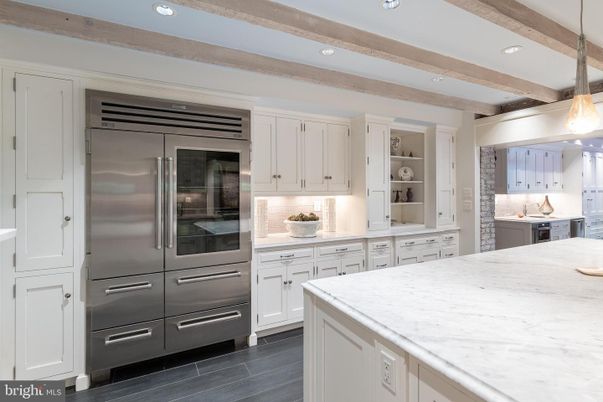 Interior, Kitchen, Pendant Lights, Recessed Lighting, Stainless Steel Appliances, Wooden Beams, Wood Texture Flooring