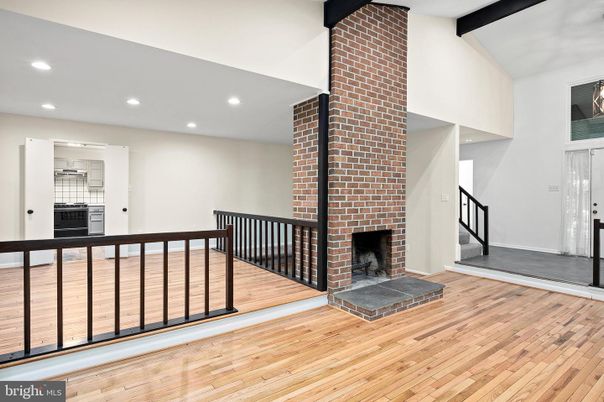 Fireplace, Interior, Recessed Lighting, Wood Texture Flooring