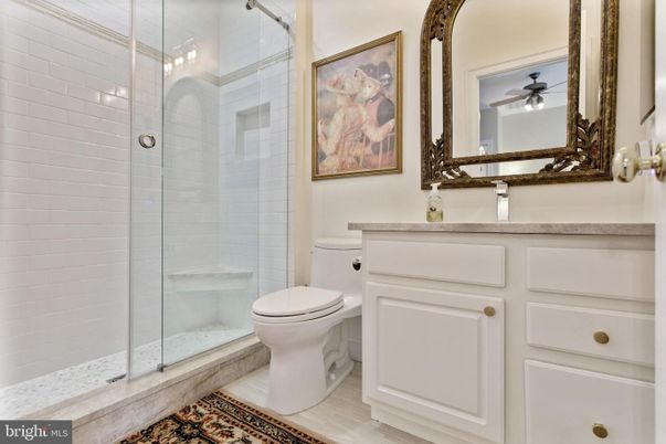 Bathroom, Glass Shower, Interior, Wood Texture Flooring