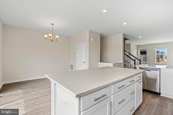 Chandelier, Interior, Kitchen, Recessed Lighting, Wood Texture Flooring