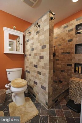 Bathroom, Interior, Recessed Lighting, Stone Walls