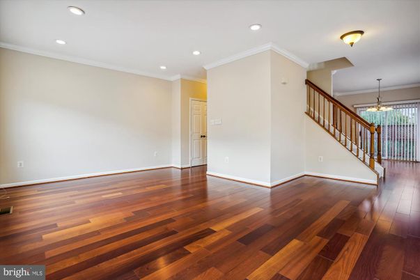 Empty room, Interior, Pendant Lights, Recessed Lighting, Wood Texture Flooring