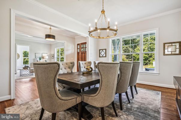 Chandelier, Dining room, Interior, Pendant Lights, Wood Texture Flooring
