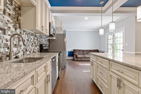 Interior, Kitchen, Pendant Lights, Recessed Lighting, Wood Texture Flooring