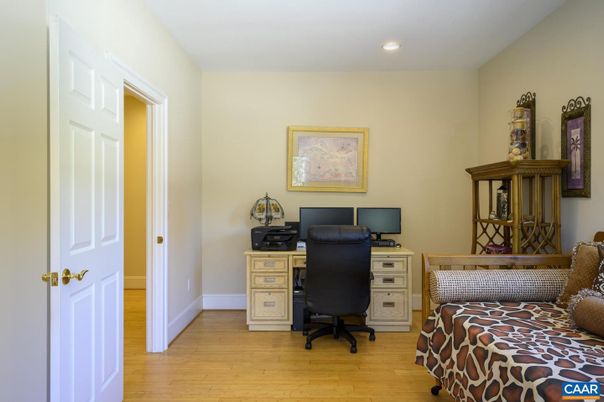 Home Office, Interior, Recessed Lighting, Wood Texture Flooring