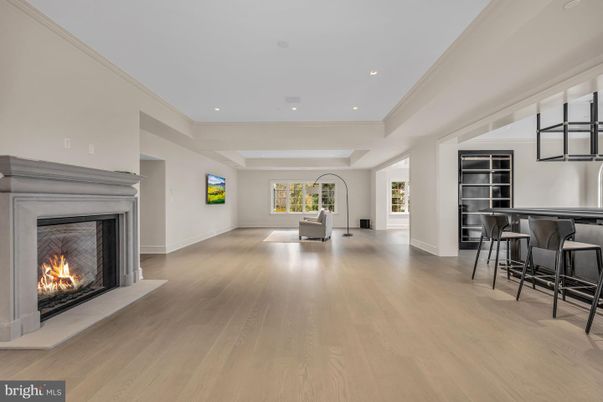 Fireplace, Interior, Recessed Lighting, Wood Texture Flooring
