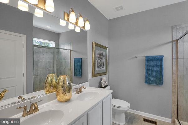 Bathroom, Dual Sink Vanities, Glass Shower, Interior