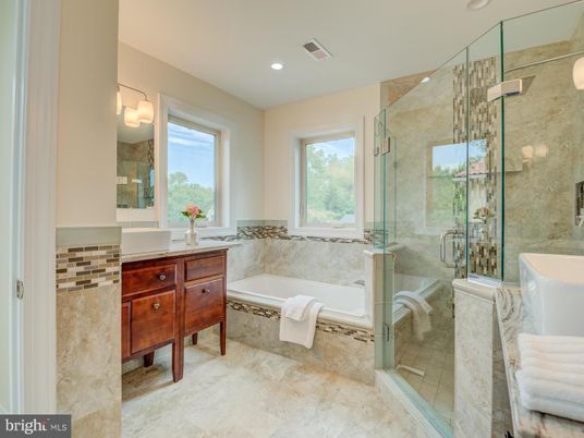 Bathroom, Glass Shower, Interior, Recessed Lighting
