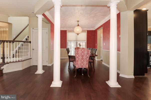 Chandelier, Dining room, Interior, Wood Texture Flooring