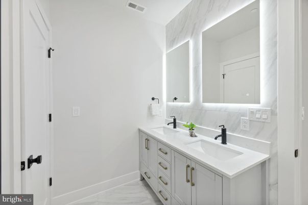 Bathroom, Dual Sink Vanities, Interior, Marble, Marble Walls