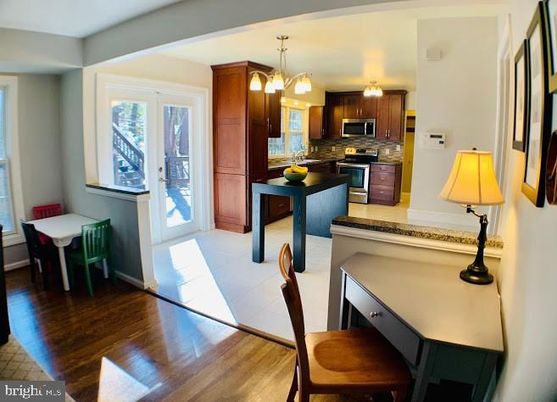 Dining room, Interior, Kitchen, Pendant Lights, Wood Texture Flooring