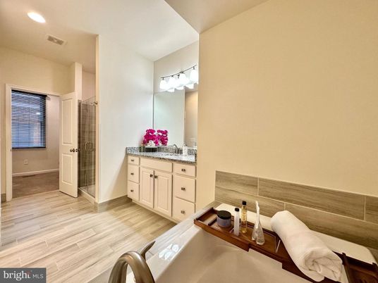 Bathroom, Interior, Recessed Lighting, Wood Texture Flooring