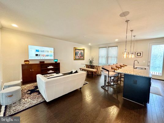 Dining room, Interior, Kitchen, Living room, Pendant Lights, Recessed Lighting, Wood Texture Flooring