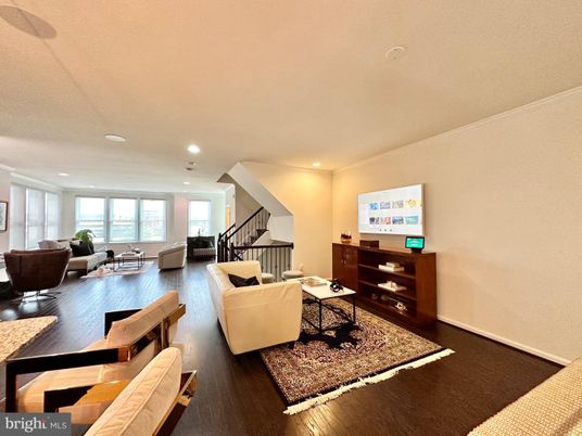 Dining room, Interior, Living room, Recessed Lighting, Wood Texture Flooring