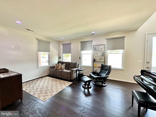 Interior, Living room, Piano, Recessed Lighting, Wood Texture Flooring