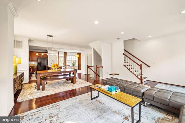 Dining room, Interior, Living room, Pendant Lights, Recessed Lighting, Wood Texture Flooring