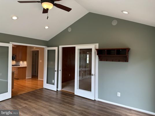 Empty room, Interior, Kitchen, Recessed Lighting, Wood Texture Flooring