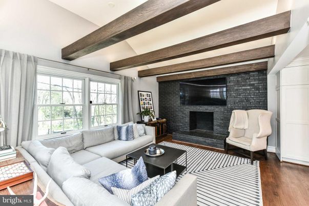 Fireplace, Interior, Living room, Stone Walls, Wooden Beams, Wood Texture Flooring