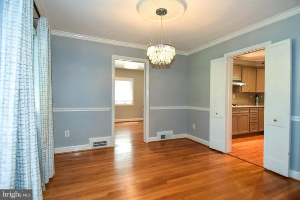 Empty room, Interior, Kitchen, Pendant Lights, Wood Texture Flooring