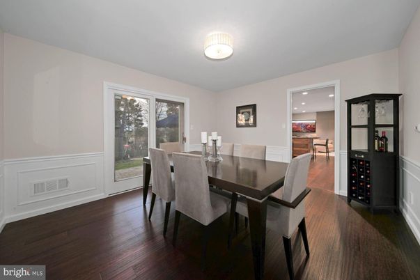 Dining room, Interior, Recessed Lighting, Wood Texture Flooring