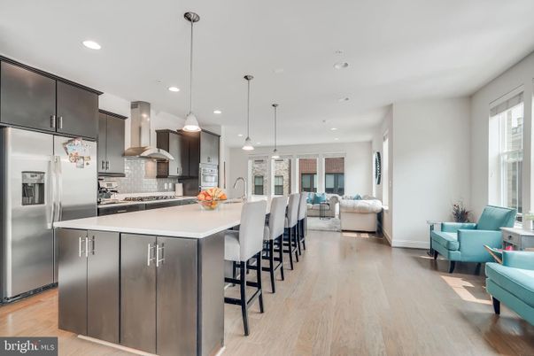 Interior, Kitchen, Living room, Pendant Lights, Recessed Lighting, Stainless Steel Appliances, Wood Texture Flooring