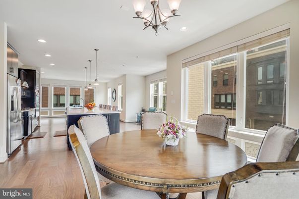 Chandelier, Dining room, Interior, Kitchen, Pendant Lights, Recessed Lighting, Wood Texture Flooring