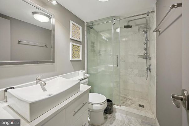 Bathroom, Glass Shower, Interior, Marble, Marble Walls