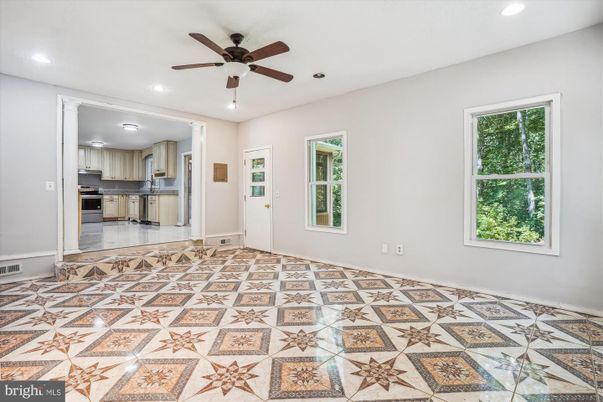 Empty room, Interior, Kitchen, Recessed Lighting, Stainless Steel Appliances