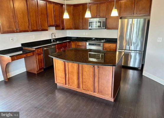 Interior, Kitchen, Pendant Lights, Stainless Steel Appliances, Wood Texture Flooring