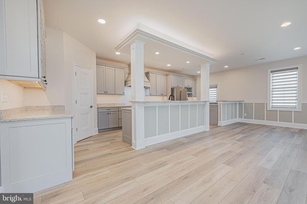 Interior, Kitchen, Recessed Lighting, Wood Texture Flooring