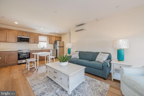 Interior, Kitchen, Living room, Recessed Lighting, Stainless Steel Appliances, Wood Texture Flooring