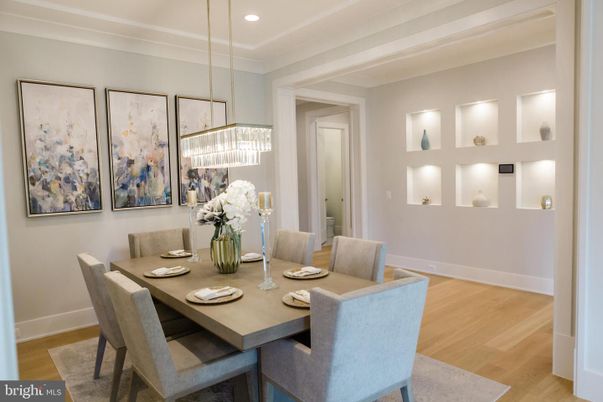 Chandelier, Dining room, Interior, Pendant Lights, Recessed Lighting, Wood Texture Flooring