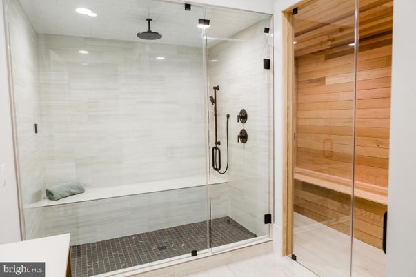 Bathroom, Glass Shower, Interior, Recessed Lighting, Sauna Room