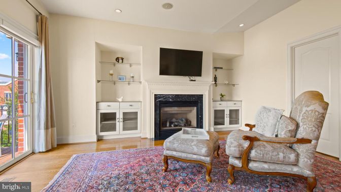 Fireplace, Interior, Recessed Lighting, Wood Texture Flooring