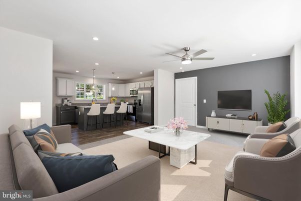 Interior, Kitchen, Living room, Pendant Lights, Recessed Lighting, Stainless Steel Appliances, Wood Texture Flooring