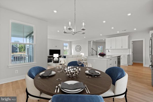 Dining room, Interior, Kitchen, Living room, Pendant Lights, Recessed Lighting, Wood Texture Flooring