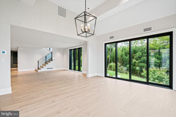 Empty room, Interior, Pendant Lights, Recessed Lighting, Wood Texture Flooring