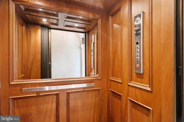 Elevator, Interior, Recessed Lighting, Wooden Walls